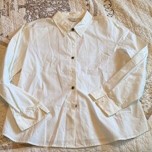 J. Jill White Button-Down Cotton Shirt